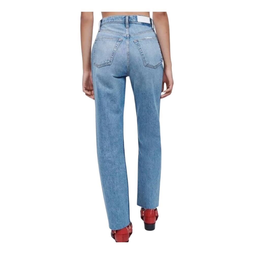 RE/DONE 70s Ultra High Rise Stove Pipe Jeans 29 Worn Blue Raw Hem Cotton REDONE - Picture 2 of 16